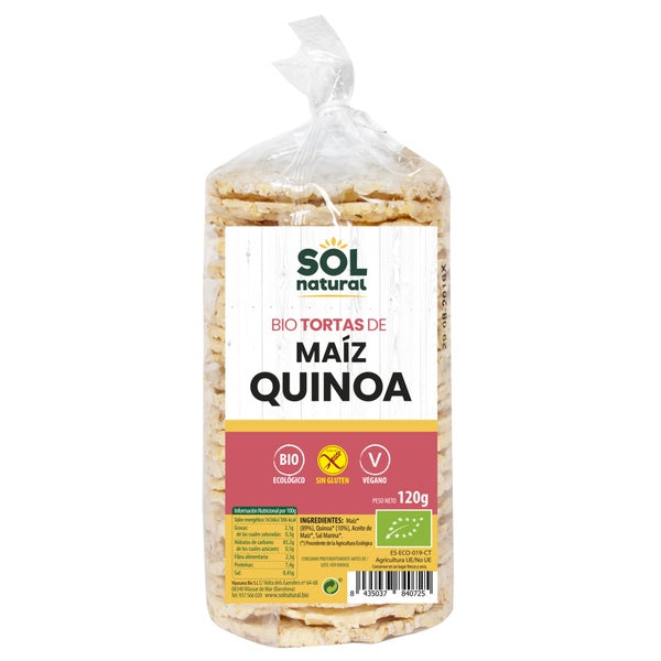 TORTAS MAIZ C/QUINOA BIO S/GL 120G (SOL)