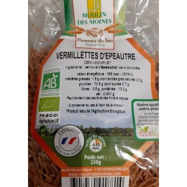 FIDEOS DE ESPELTA SEMI-INTEGRAL BIO 250GR (MOULIN)