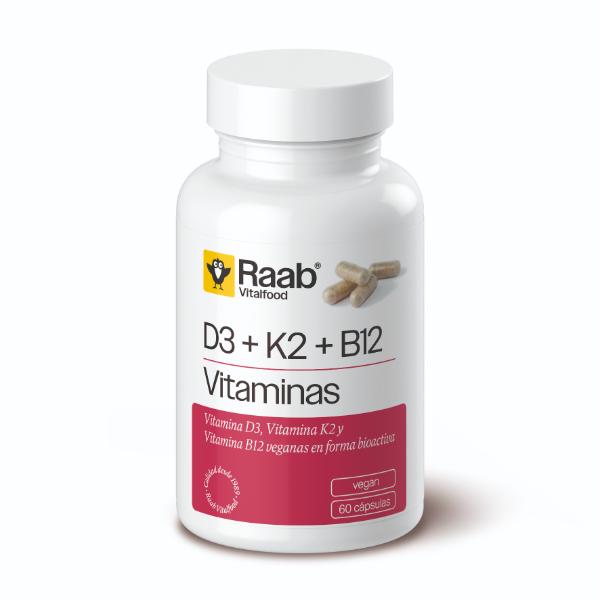 VITAMINAS D3+K2+B12 60 CAPSULAS 460MG (RAAB)