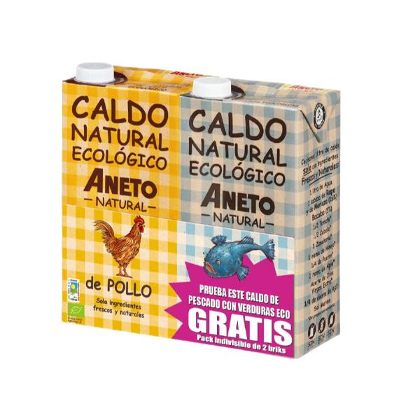 PACK CALDO POLLO ECO 1LT+CALDO PESCADO 1LT GRATIS (ANETO)