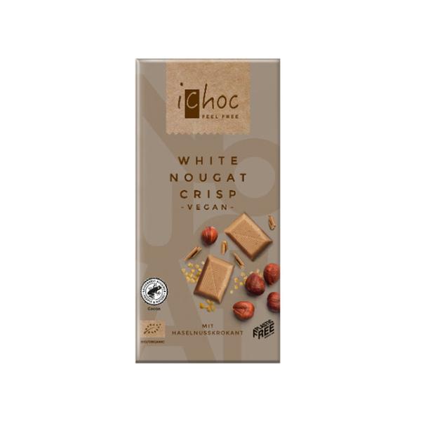 CHOCOLATE VEGANO NOUGAT BLANCO AVELLANA BIO 80GR (ICHOC)