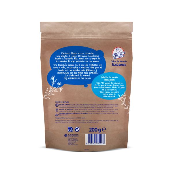 JABON DE MARSELLA EN ESCAMAS DOYPACK 200G (ELEFANTE BLANCO)