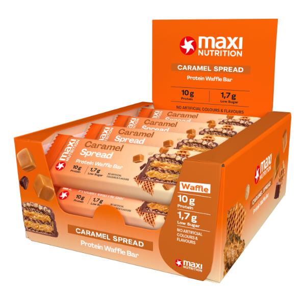 BARRITA PROTEINA WAFFLE CARAMELO CHOCO LECHE 39G (MAXI)