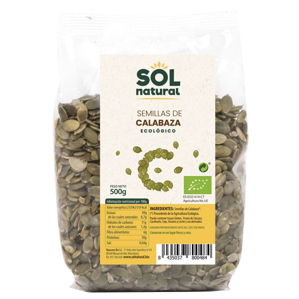 PIPAS CALABAZA BIO 500GR (SOL)