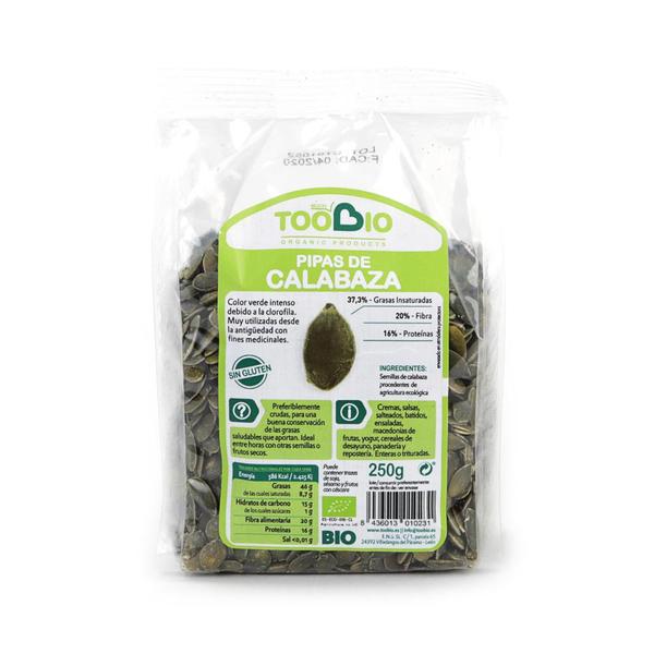 PIPAS CALABAZA SIN GLUTEN BIO 250GR (TOO BIO)