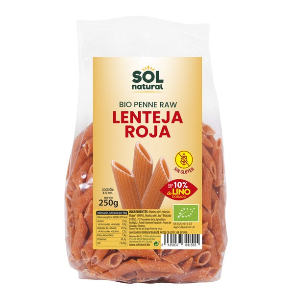 MACARRON LENT.ROJA-LINO S/GL.BIO.250G.
