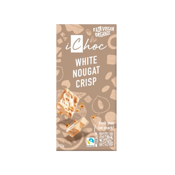 CHOCOLATE VEGANO NOUGAT BLANCO AVELLANA BIO 80GR (ICHOC)