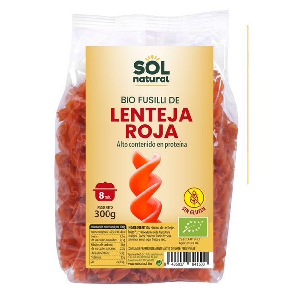 ESPIRALES LENTEJA ROJA.S/GL.BIO 300G