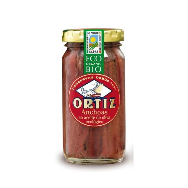 ANCHOAS FILETE EN ACEITE OLIVA BIO TARRO 95GR (ORTIZ)