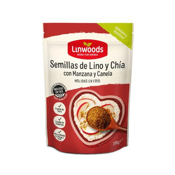 SEMILLAS LINO CHIA MANZANA CANELA MOLIDAS 200GR (LINWOODS)