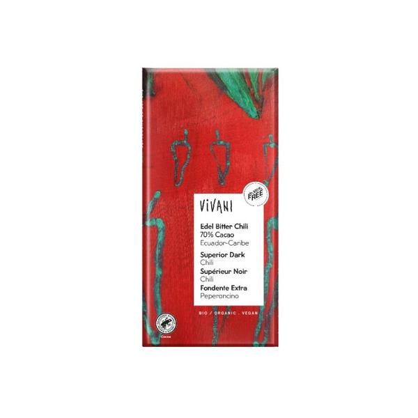 CHOCOLATE NEGRO 70% CHILI BIO 100G (VIVANI)