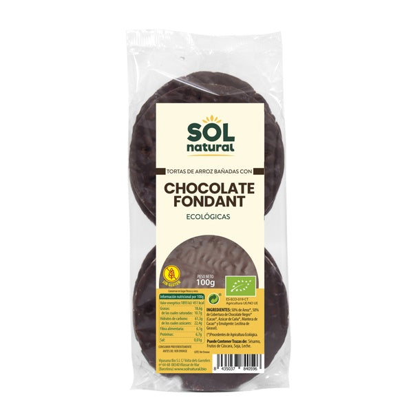 TORTITAS ARROZ CHOCOLATE FONDANT BIO 100G (SOL)