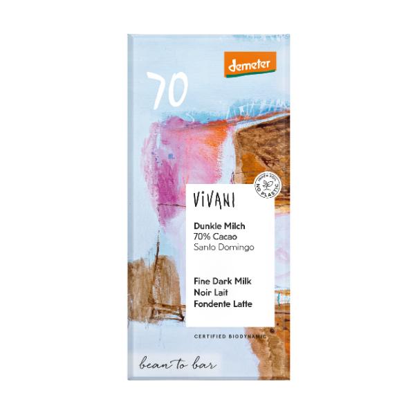 CHOCOLATE DEMETER 70% CON LECHE BIO 90G (VIVANI)
