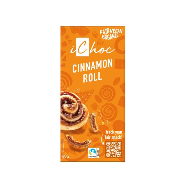 CHOCOLATE VEGANO CANELA Y BARQUILLO BIO 80GR (ICHOC)