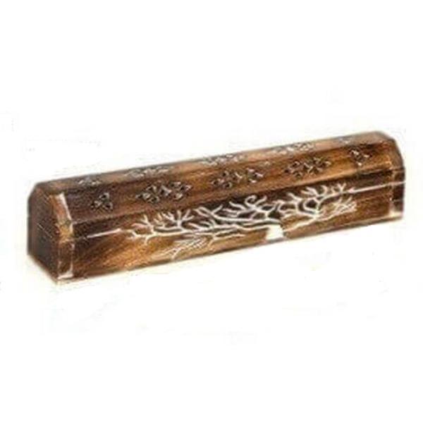 INCENSARIO MADERA BAUL ARBOL DE LA VIDA 30CM
