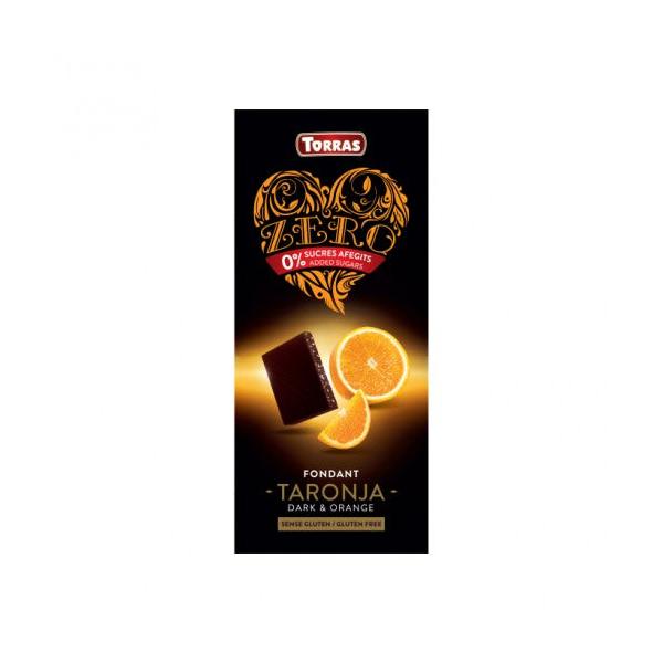CHOCOLATE ZERO AZUCAR NEGRO NARANJA 125G (TORRAS)