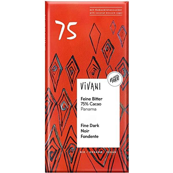 CHOCOLATE NEGRO 75% CON AZUCAR COCO BIO 80G (VIVANI)