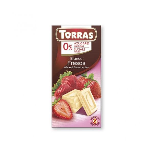 CHOCOLATE BLANCO FRESAS SIN AZUCAR 75G (TORRAS)