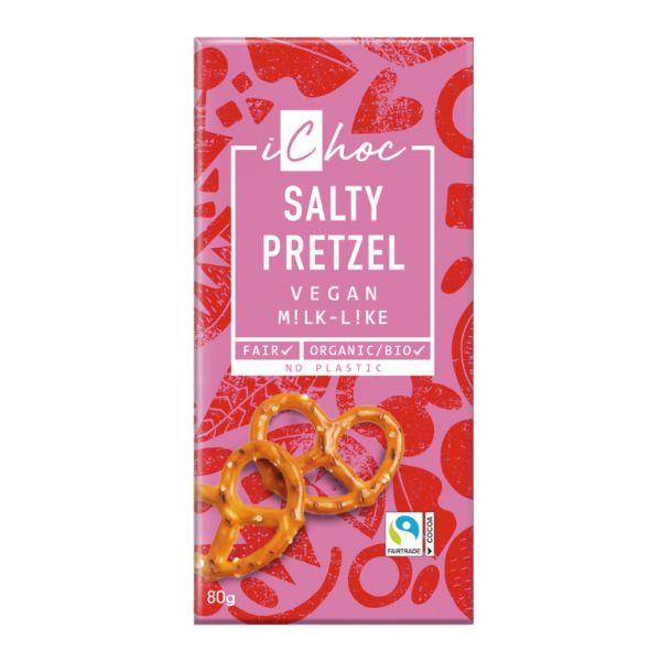 CHOCOLATE VEGANO TROZOS PRETZEL BIO 80G (ICHOC)