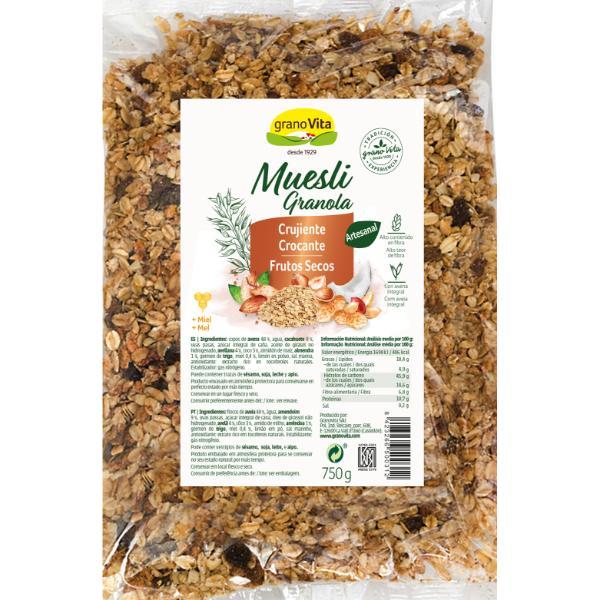 MUESLI CRUJIENTE CON FRUTOS SECOS 750G (GRANOVITA)