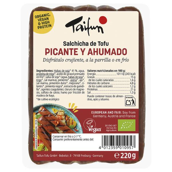 SALCHICHAS TOFU PICANTE Y AHUMADO BIO 220GR (TAIFUN)