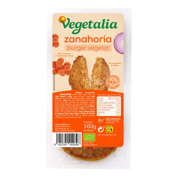 VEGEBURGER ZANAHORIA Y SEITAN BIO 160 GR (VEGETALIA)