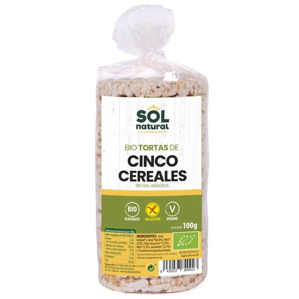 TORTITAS 5 CEREALES SIN GLUTEN BIO 100G (SOL)