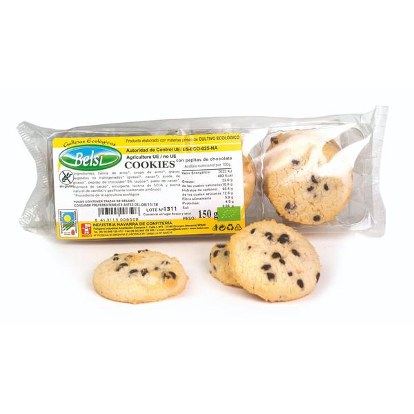 COOKIES CHOCO BIO SIN GLUTEN, HUEVO NI LECHE 150G (BELSI)