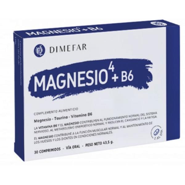 MAGNESIO4 + VITAMINA B6 CON TAURINA 30 CAPSULAS (DIMEFAR)