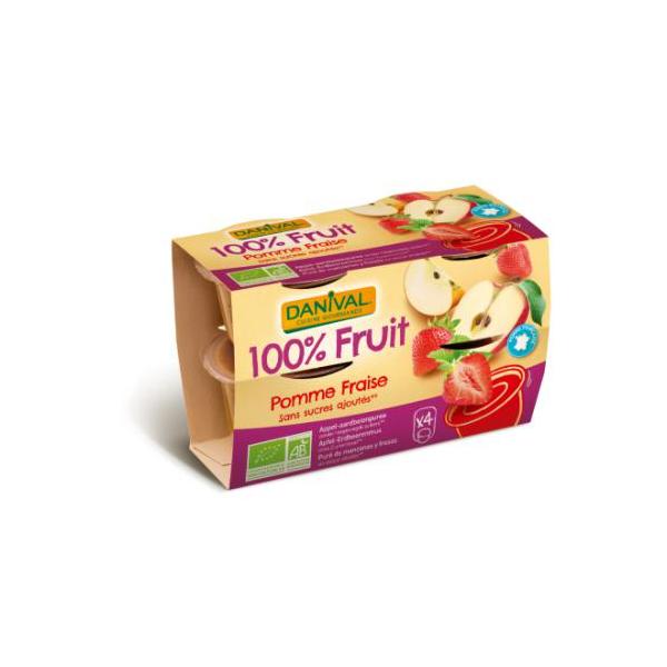 POSTRE MANZANA - FRESA BIO. 4X100GR.