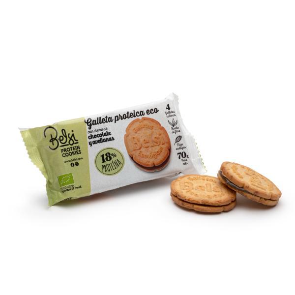 GALLETAS PROTEICA RELLENA CHOCO-AVELLANA BIO 70G (BELSI)