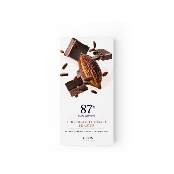 CHOCOLATE SIN GLUTEN 87% NEGRO 70g BIO (HIGON)