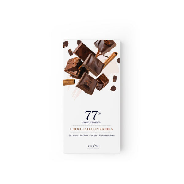 CHOCOLATE 77% NEGRO CANELA SIN GLUTEN 70g BIO (HIGON)