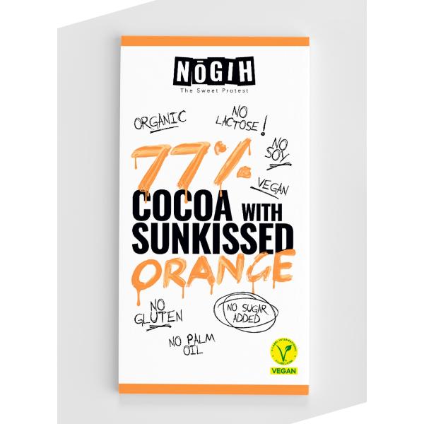 CHOCOLATE SIN AZUCAR SIN GLUTEN 77% NEGRO NARANJA 70g BIO (HIGON)