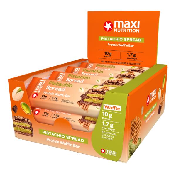 BARRITA PROTEINA WAFFLE PISTACHO CREMA CHOCO 39G (MAXI)
