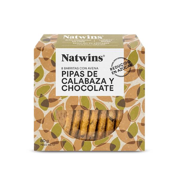 GALLETA AVENA PIPAS CALABAZA CHOCOLATE 80G AZUCAR REDUCIDO (NATWINS)