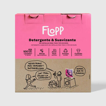 DETERGENTE Y SUAVIZANTE 100 CAPSULAS, 1,99KG (FLOPP)