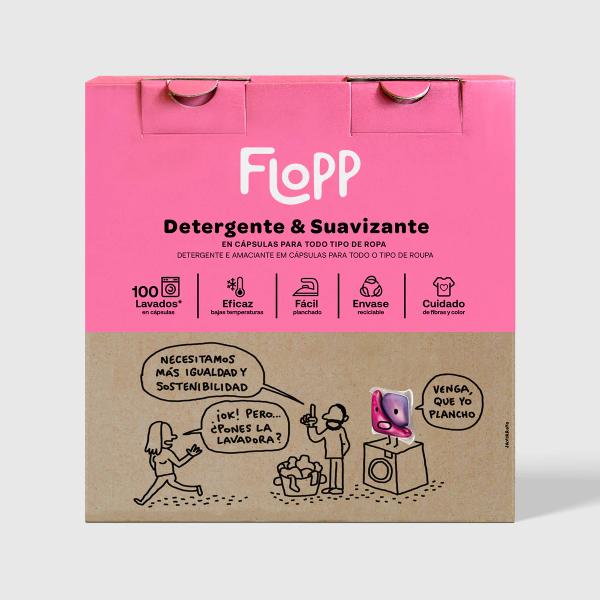 DETERGENTE Y SUAVIZANTE 100 CAPSULAS, 1,99KG (FLOPP)