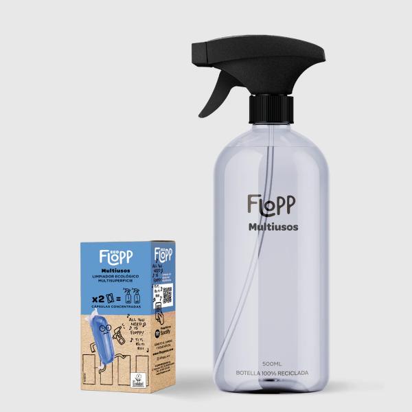 BOTELLA RELLENABLE+2 CAPS MULTISUPERFICIE ECO (FLOPP)