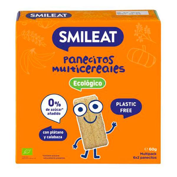 PANECILLO DE CEREALES CON PLATANO Y CALABAZA BIO 60G SMILEAT