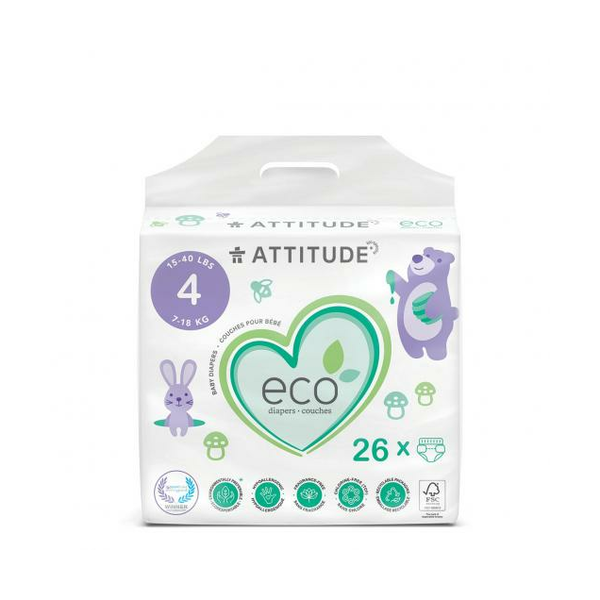 PAÑALES ECO Talla 4 (7-18 Kg) 26u (ATTITUDE)