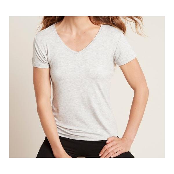 CAMISETA MUJER MANGA CORTA CUELLO V GRIS M ECO BAMBU BOODY