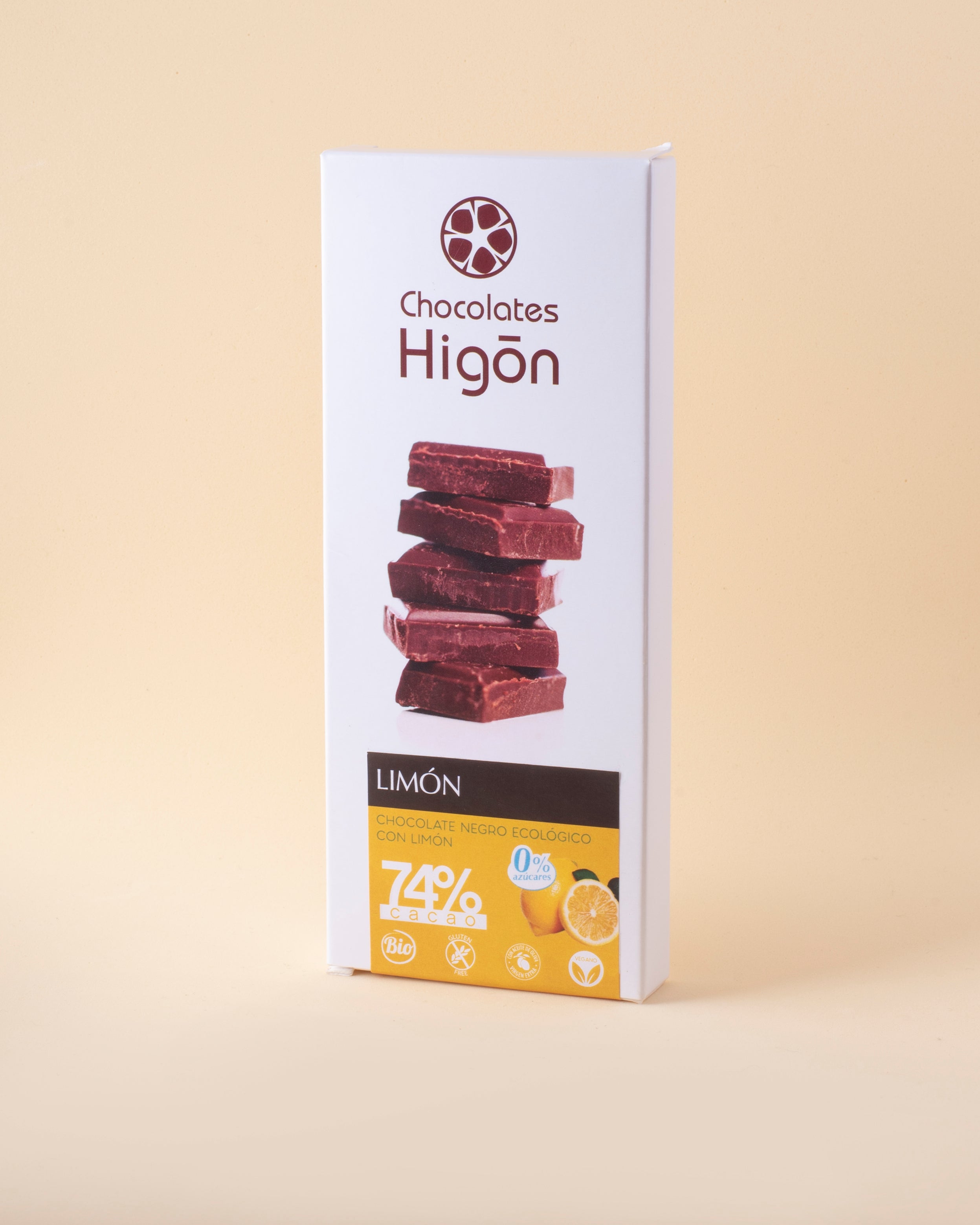 CHOCOLATE SIN AZUCAR SIN GLUTEN 75% NEGRO LIMON 100g BIO (HIGON)