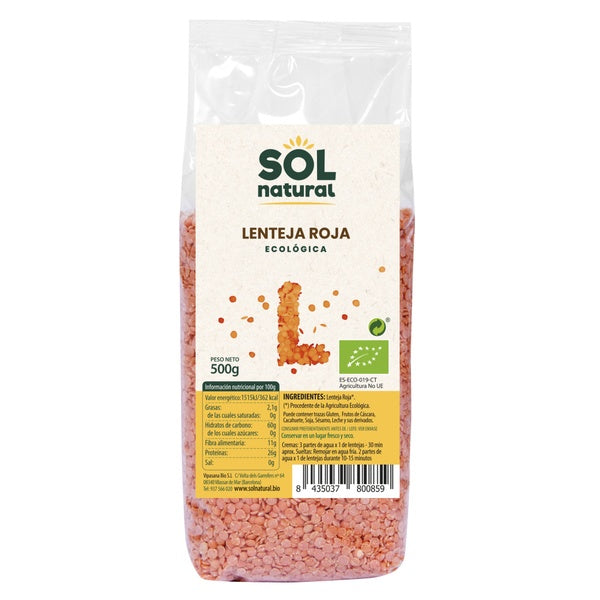 LENTEJAS ROJAS BIO 500G (SOL)