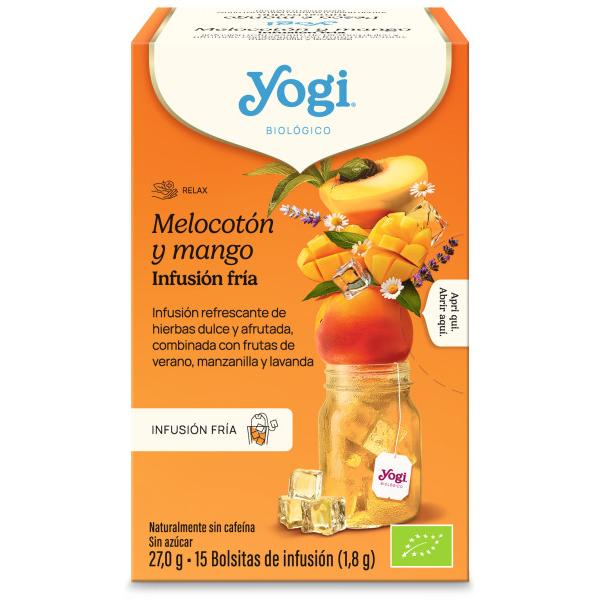 YOGI TEA INFUSION FRIA MANGO Y MELOCOTON BIO 15 BOLSAS 30GR