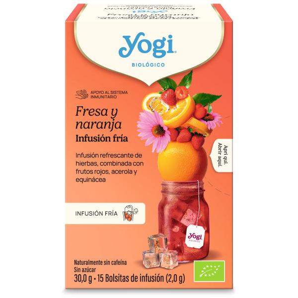 YOGI TEA INFUSION FRIA FRESA Y NARANJA BIO 15 BOLSAS 30GR