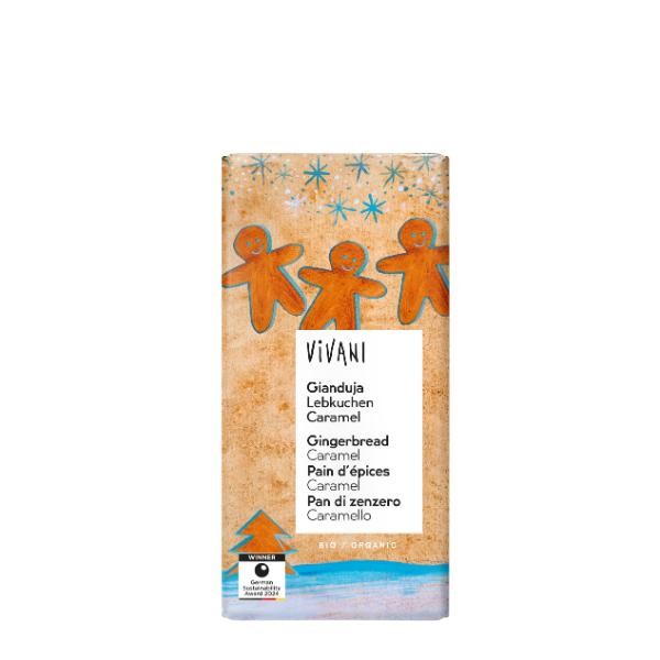 CHOCOLATE GIANDUJA, GALLETA JENGIBRE Y CARAMELO 100GR (VIVANI)