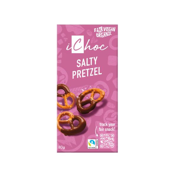 CHOCOLATE VEGANO TROZOS PRETZEL BIO 80G (ICHOC)