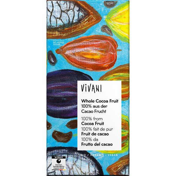 CHOCOLATE NEGRO 100% FRUTO DEL CACAO BIO 80G (VIVANI)