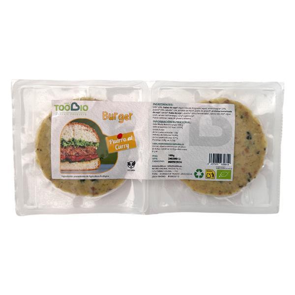 VEGAN BURGER PUERRO AL CURRY BIO 160GR (TOO BIO)